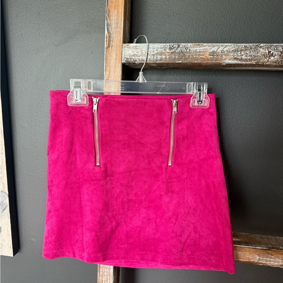 Pink Suede Mini Skirt - Picture 1 of 3